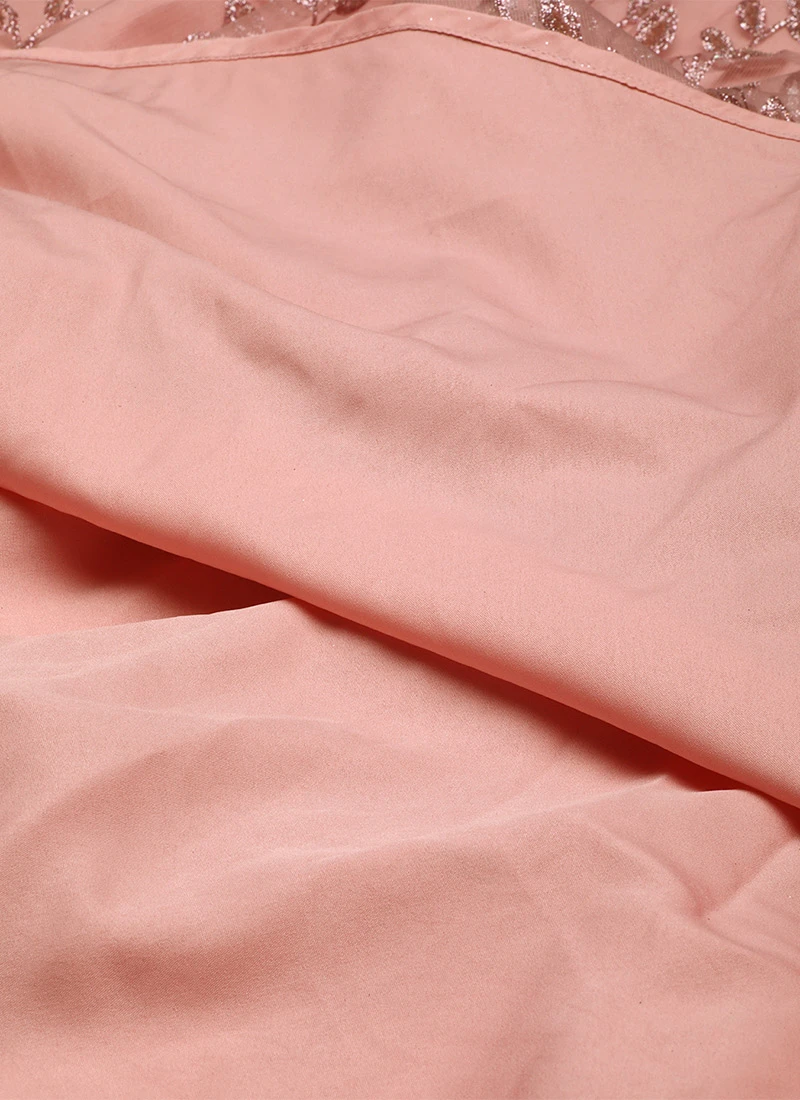 Pink Glitter Foil Tiered Gathers Dress Wedding Wear Party Wear 7 Pink Glitter Foil Tiered Gathers Dress Wedding Wear Party Wear - Image 7