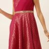 Pink Jacquard Draped Yoke Gown Party Wear