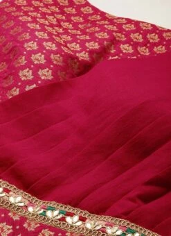Pink Jacquard Draped Yoke Gown Party Wear -Deals Chic Lehenga Store Pink Jacquard Draped Yoke Gown IWBS02201205 rrc1