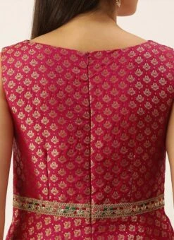 Pink Jacquard Draped Yoke Gown Party Wear -Deals Chic Lehenga Store Pink Jacquard Draped Yoke Gown IWBS02201205 rrc2
