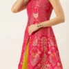 Pink Jacquard Kali N Yellow Lehenga Set Party Wear