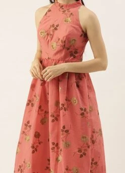 Pink Modal Chanderi Gathered Dress After Six Wear