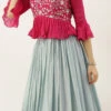 Pink N Blue Embroidered Tired Lehenga Set Festive Wear