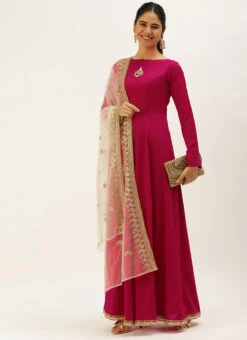 Pink N White Embroidered Anarkali Suit Festive Wear -Deals Chic Lehenga Store Pink N White Embroidered Anarkali Suit SLBS02111064 u