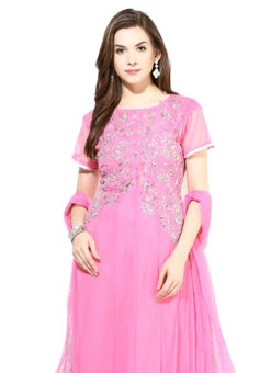 Light Pink Net Anarkali Suit Party Wear -Deals Chic Lehenga Store Pink Net Anarkali Suit SLNRRH132 b