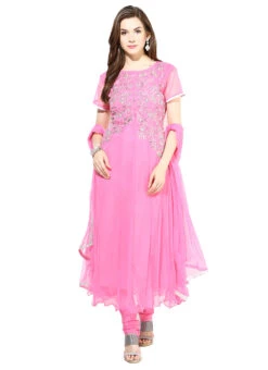 Light Pink Net Anarkali Suit Party Wear -Deals Chic Lehenga Store Pink Net Anarkali Suit SLNRRH132 u