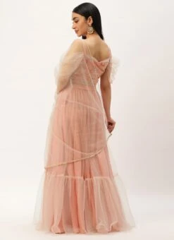 Dupatta From Pink Net Embroidered Lehenga After Six Wear -Deals Chic Lehenga Store Pink Net Embroidered Lehenga GHBS02212611 b