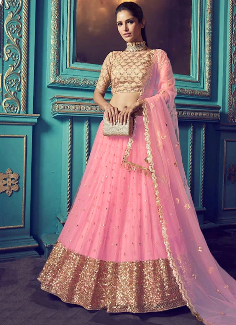 Pink Net Umbrella Lehenga Party Wear 3 Pink Net Umbrella Lehenga Party Wear - Image 3