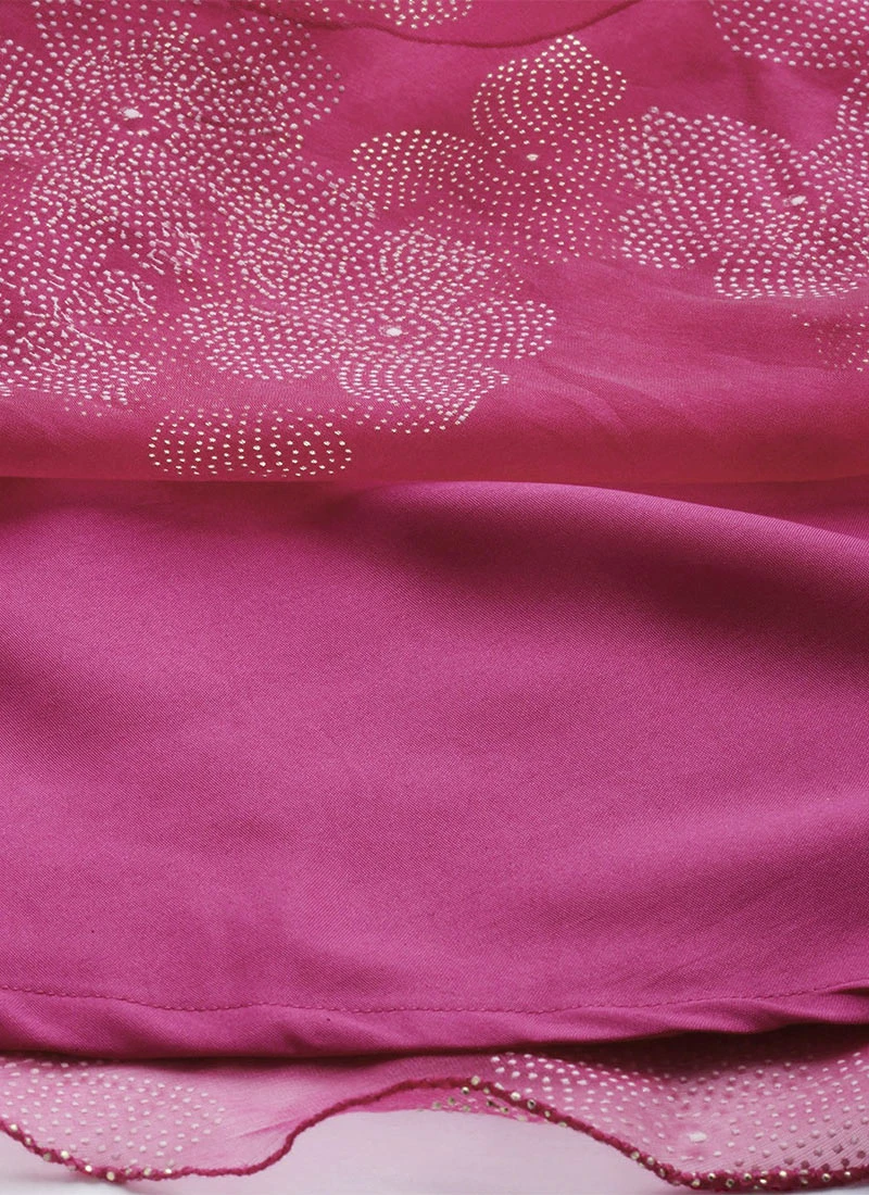 Pink Organza Foil Printed Dress Party Wear 5 Pink Organza Foil Printed Dress Party Wear - Image 5