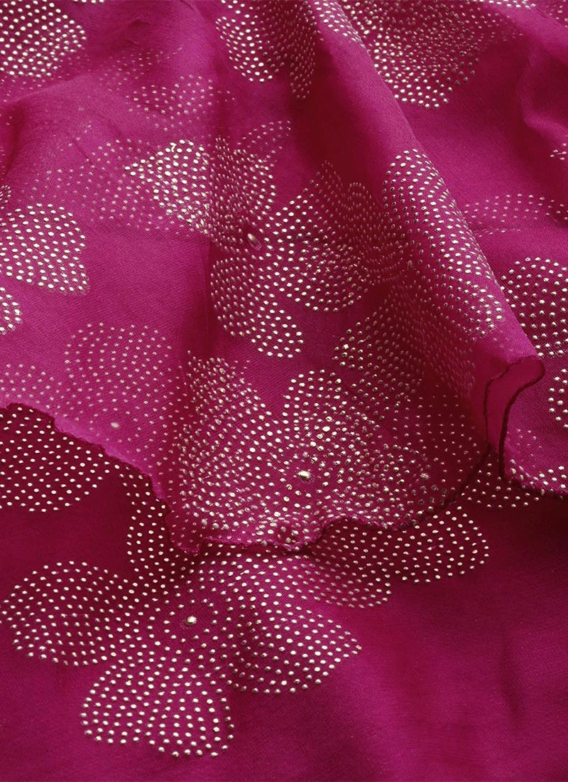 Pink Organza Foil Printed Dress Party Wear 8 Pink Organza Foil Printed Dress Party Wear - Image 8