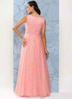 Pink Organza Jacquard Maxi Dress Festive Wear 11 Pink Organza Jacquard Maxi Dress Festive Wear -Deals Chic Lehenga Store Pink Organza Jacquard Maxi Dress DRBS02301035 b