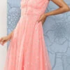 Pink Organza Jacquard Maxi Dress Festive Wear