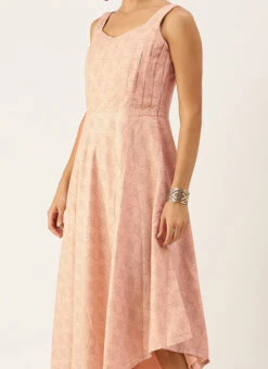Pink Rayon High N Low Pleated Yoke Dress After Six Wear