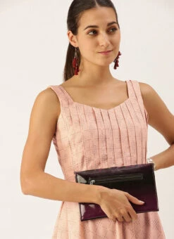 Pink Rayon High N Low Pleated Yoke Dress After Six Wear -Deals Chic Lehenga Store Pink Rayon High N Low Pleated Yoke Dress DRBS02108664 rrc1