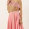 Pink Sequin Embroidered One Shoulder Gown Party Wear