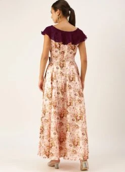 Pink Taffeta Digital Printed N Burgundy Dress Festive Wear 10 Pink Taffeta Digital Printed N Burgundy Dress Festive Wear -Deals Chic Lehenga Store Pink Taffeta Digital Printed N Burgundy Dress DRBS02109697 b