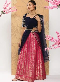 Pink Taffeta Jacquard Lehenga Party Wear -Deals Chic Lehenga Store Pink Taffeta Jacquard Lehenga GHBS02301990 u