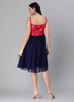 Pink Taffeta Jacquard N Navy Blue Dress Festive Wear 11 Pink Taffeta Jacquard N Navy Blue Dress Festive Wear -Deals Chic Lehenga Store Pink Taffeta Jacquard N Navy Blue Dress DRBS02205006 b