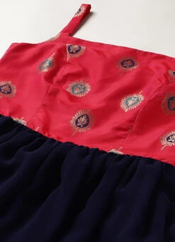 Pink Taffeta Jacquard N Navy Blue Dress Festive Wear 12 Pink Taffeta Jacquard N Navy Blue Dress Festive Wear -Deals Chic Lehenga Store Pink Taffeta Jacquard N Navy Blue Dress DRBS02205006 rrc1
