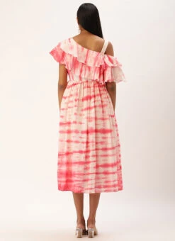 Pink Tie N Dye Ruffled Dress After Six Wear 11 Pink Tie N Dye Ruffled Dress After Six Wear -Deals Chic Lehenga Store Pink Tie N Dye Ruffled Dress DRBS02301954 b