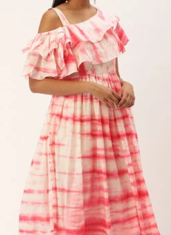 Pink Tie N Dye Ruffled Dress After Six Wear
