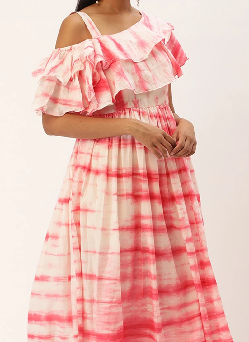 Pink Tie N Dye Ruffled Dress After Six Wear 1 Pink Tie N Dye Ruffled Dress After Six Wear