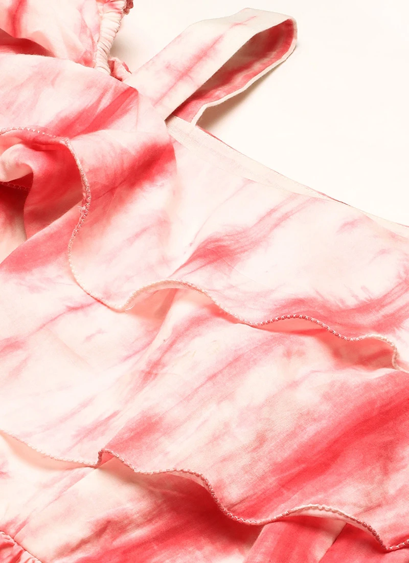 Pink Tie N Dye Ruffled Dress After Six Wear 5 Pink Tie N Dye Ruffled Dress After Six Wear - Image 5