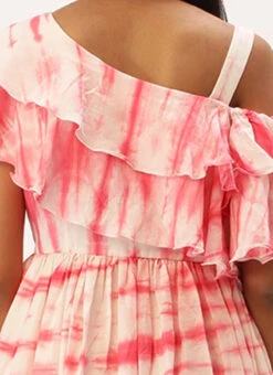 Pink Tie N Dye Ruffled Dress After Six Wear 13 Pink Tie N Dye Ruffled Dress After Six Wear -Deals Chic Lehenga Store Pink Tie N Dye Ruffled Dress DRBS02301954 rrc2