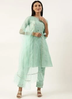 Bottom From Pista Green Chanderi Straight Kurta Set After Six Wear -Deals Chic Lehenga Store Pista Green Chanderi Straight Kurta Set SLBS02211172 u