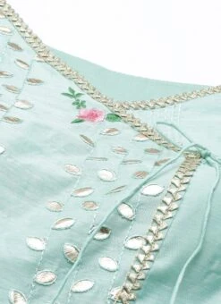 Dupatta From Pista Green Chanderi Straight Kurta Set After Six Wear -Deals Chic Lehenga Store Pista Green Chanderi Straight Kurta Set SLBS02211172 rrc1 2