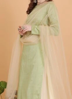 Bottom From Pista Green N Cream Printed Sharara Set After Six Wear