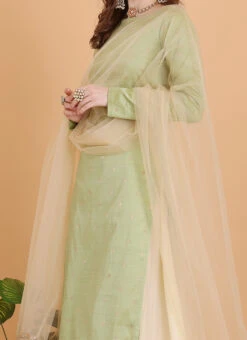 Dupatta From Pista Green N Cream Printed Sharara Set After Six Wear