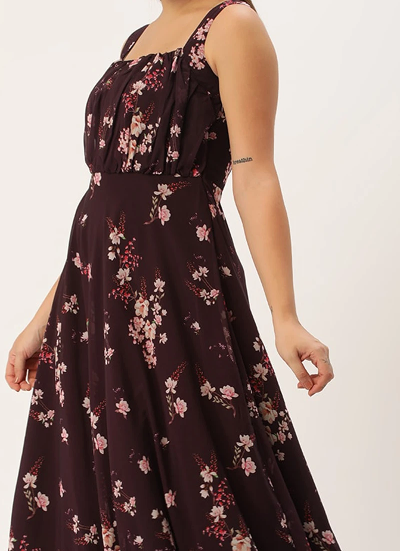 Purple Georgette Digital Printed Dress Party Wear 1 Purple Georgette Digital Printed Dress Party Wear