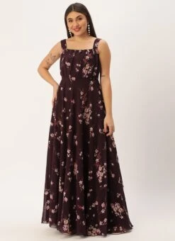 Purple Georgette Digital Printed Dress Party Wear 10 Purple Georgette Digital Printed Dress Party Wear -Deals Chic Lehenga Store Purple Georgette Digital Printed Dress DRBS02302297 u