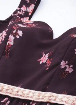 Purple Georgette Digital Printed Tiered Dress Festive Wear -Deals Chic Lehenga Store Purple Georgette Digital Printed Tiered Dress DRBS02302269 rrc1