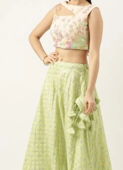 Skirt From Purple N Off White Art Silk Embroidered Lehenga After Six Wear