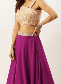 Purple N Peach Embroidered Lehenga Set Festive Wear