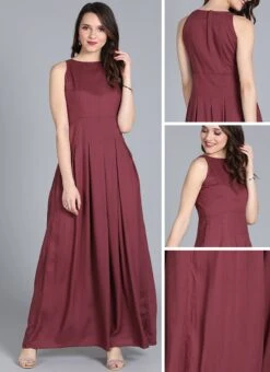 Purple Halter Neck Gown After Six Wear -Deals Chic Lehenga Store Purple TENCEL Halter Neck Gown IWBS01911438 gl