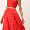 Red Art Silk Strap Neck Style Maxi Dress Festive Wear