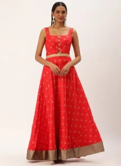 Red Art Silk Strap Neck Style Maxi Dress Festive Wear 10 Red Art Silk Strap Neck Style Maxi Dress Festive Wear -Deals Chic Lehenga Store Red Art Silk Strap Neck Style Maxi Dress DRBS02301108 u
