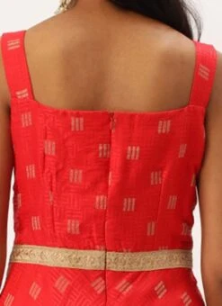 Red Art Silk Strap Neck Style Maxi Dress Festive Wear 13 Red Art Silk Strap Neck Style Maxi Dress Festive Wear -Deals Chic Lehenga Store Red Art Silk Strap Neck Style Maxi Dress DRBS02301108 rrc2