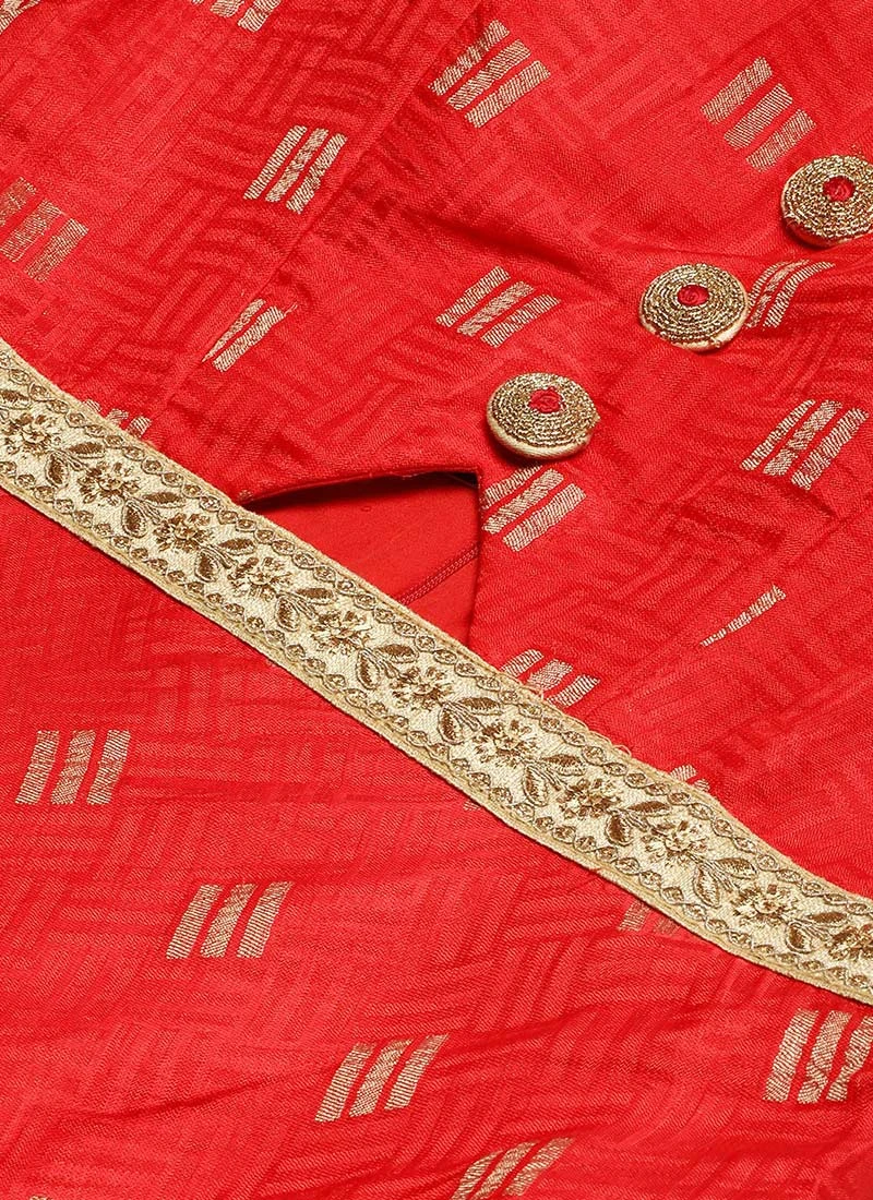 Red Art Silk Strap Neck Style Maxi Dress Festive Wear 7 Red Art Silk Strap Neck Style Maxi Dress Festive Wear - Image 7