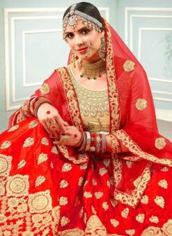 Red Embroidered A Line Lehenga Wedding Wear -Deals Chic Lehenga Store Red Embroidered A Line Lehenga GHSSIT33804 b