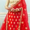 Red Embroidered A Line Lehenga Wedding Wear