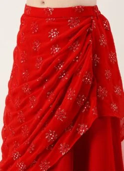 Red Georgette Draped Lehenga Set Party Wear -Deals Chic Lehenga Store Red Georgette Draped lehenga Set GHBS02211188 rrc2