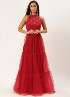 Red Georgette Embroidered Dress Festive Wear -Deals Chic Lehenga Store Red Georgette Embroidered Dress DRBS02211138 u