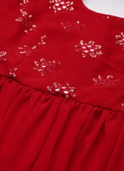 Red Georgette Embroidered Maxi Dress Festive Wear -Deals Chic Lehenga Store Red Georgette Embroidered Maxi Dress DRBS02211085 rrc1