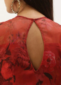 Red Organza Digital Printed Dress Party Wear -Deals Chic Lehenga Store Red Organza Digital Printed Dress DRBS02107581 rrc2