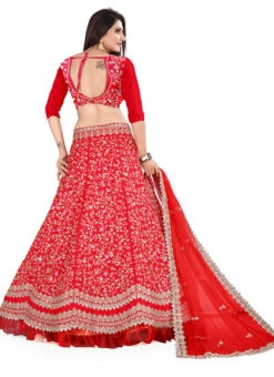 Red Satin Embroidered Umbrella Lehenga Wedding Wear 7 Red Satin Embroidered Umbrella Lehenga Wedding Wear -Deals Chic Lehenga Store Red Satin Embroidered Umbrella Lehenga GHSYELC29 b