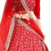 Red Satin Embroidered Umbrella Lehenga Wedding Wear